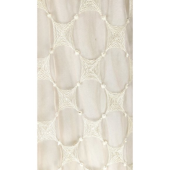 Ivory cream beaded crochet lace sheer net overlay sleeveless tunic dress 6 - Picture 5 of 8